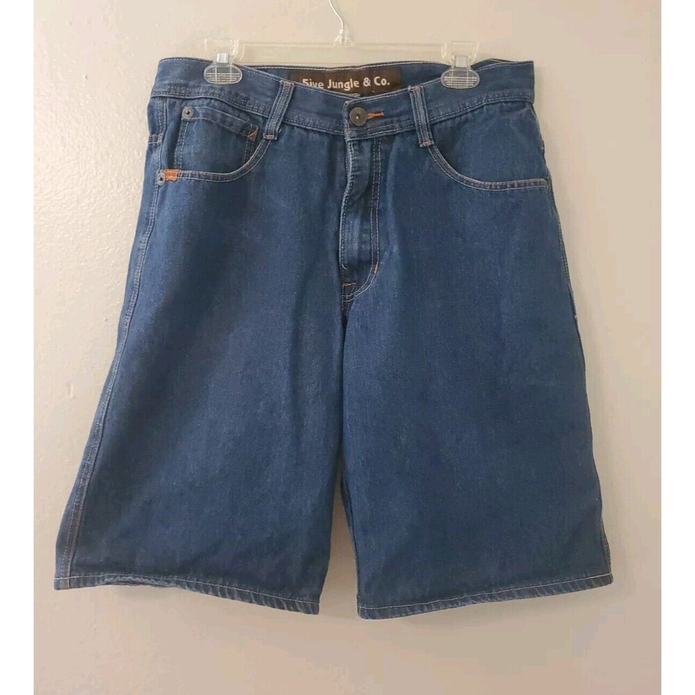 5ive Jungle & Co. Denim Shorts Men's 36, 12.5 inch Inseam Dark Wash